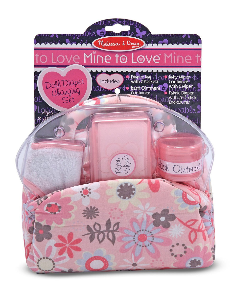 Baby Products Online - Melissa and Doug Doll Feeding and Changing  Accessories - Bib, Bag, Diaper, Wipes, Utensils, Bottles - Shelli Love Baby  Doll Diaper Bag, Baby Doll Accessories for Kids from - Kideno