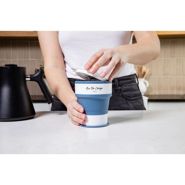 Portable Silicone Cup, Collapsible & Sustainable. Perfect for Travel. Teal, Navy or Mauve