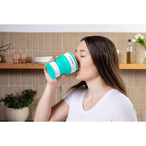 Portable Silicone Cup, Collapsible & Sustainable. Perfect for Travel. Teal, Navy or Mauve