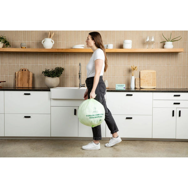Compostable Kitchen Garbage Bags – 13 Gallon & 3 Gallon Sizes. Durable & Leak Proof