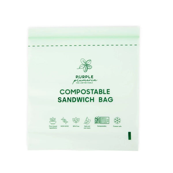 Compostable Resealable Bags. Eco-Friendly & Durable. Snack, Sandwich, Quart & Gallon Sizes