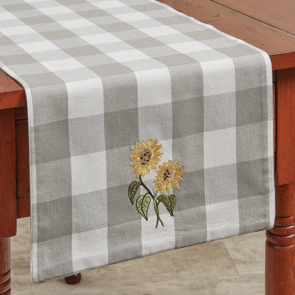 Park Designs Wicklow Check Sunflower Embroidered Table Runner 13 x 36 Inches Item #113-120DS