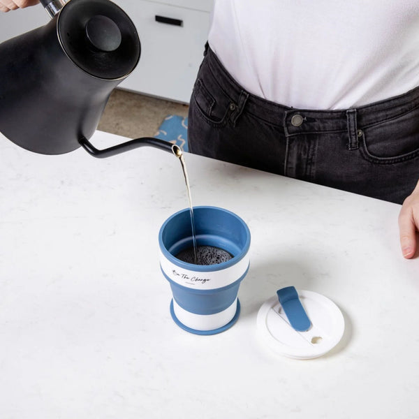 Portable Silicone Cup, Collapsible & Sustainable. Perfect for Travel. Teal, Navy or Mauve