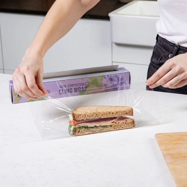 Home Compostable Cling Wrap. Keeps Food Fresh & Safe.