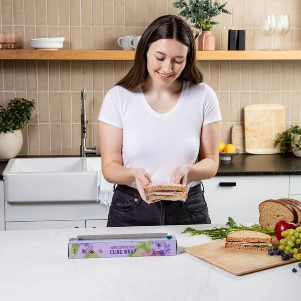 Home Compostable Cling Wrap. Keeps Food Fresh & Safe.