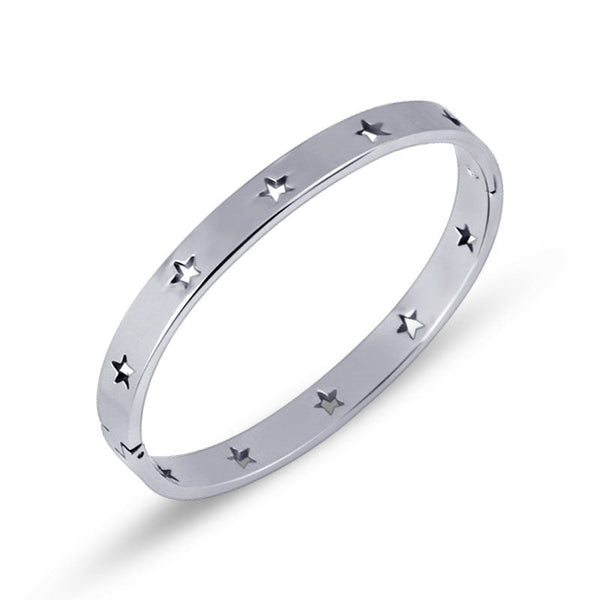 American Five-pointed Star Hollow Titanium Steel Bracelet