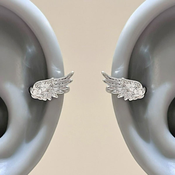 Angel Wings Super Flash Zircon Temperament Wild Without Pierced Niche Rings