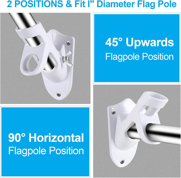 Valley Forge Aluminum Flagpole Bracket – White Powder Coated, 2-Position, with Hardware