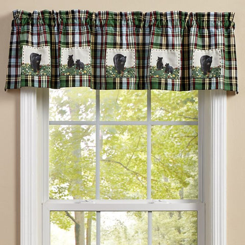 Park Designs Happy Trails Lined Bear Patch Appliqued Valance 60  x 14 Inches Country, Farmhouse, Rustic