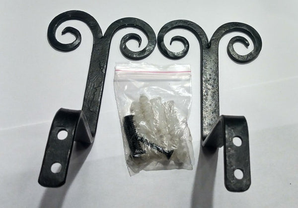 Park Designs Forged Ram Scroll curtain hooks set of 2 with mounting hardware Iron black