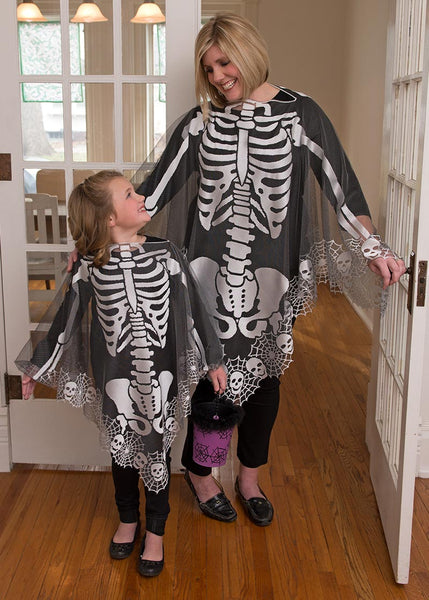 Heritage Lace Halloween Skeleton Poncho 60 x 60 Inches