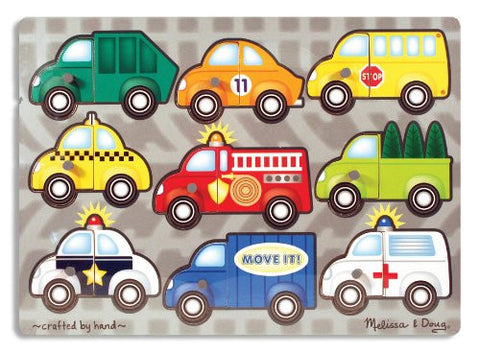 Melissa & Doug Vehicles Mix N Match Puzzle Peg Puzzle [Home Decor]- Olde Church Emporium