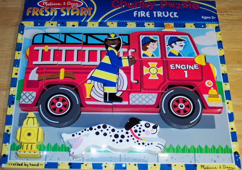 Melissa & Doug - Fire Truck Wooden Chunky Puzzle (18 pcs) - Olde Church Emporium