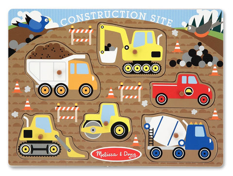 Melissa And Doug 3388 Construction Site Peg Puzzle, 6-Pieces [Home Decor]- Olde Church Emporium