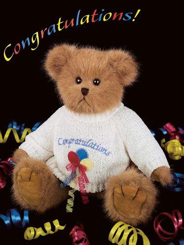 Bearington Bear Beary Best Wishes Plush 10 inch Congratulations Bear Toy  Collectible Retired