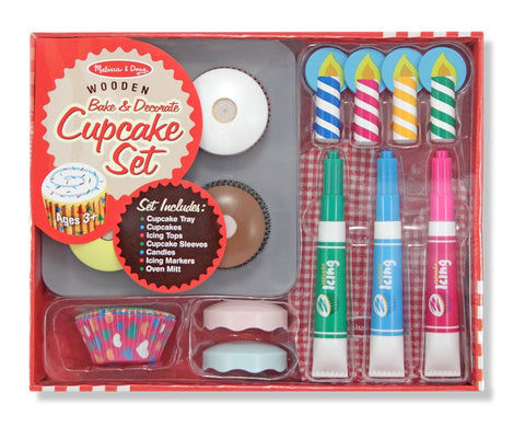 Melissa & Doug - Bake and Decorate Wooden Cupcake Pretend Play Food Set [Home Decor]- Olde Church Emporium