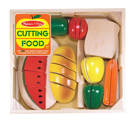 Melissa & Doug Cutting Food - Play Food Set With 30 + Hand-Painted Wooden Pieces,, and Cutting Board [Home Decor]- Olde Church Emporium