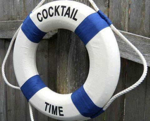 Cocktail Time Life Ring Preserver 17" Diameter Decorative Nautical Ring - Olde Church Emporium