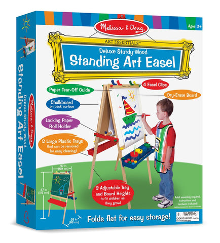 Melissa & Doug - Deluxe Standing Art Easel - Dry-Erase Board, Chalkboard, Paper Roller - Olde Church Emporium