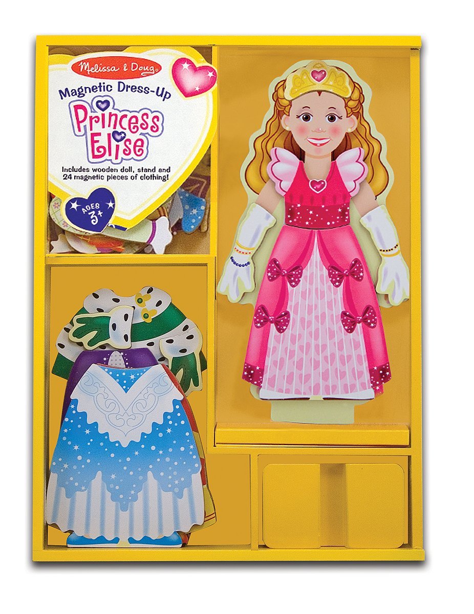 Melissa & Doug - Deluxe Princess Elise Magnetic Wooden Dress-Up Doll Play  Set (24 pcs)