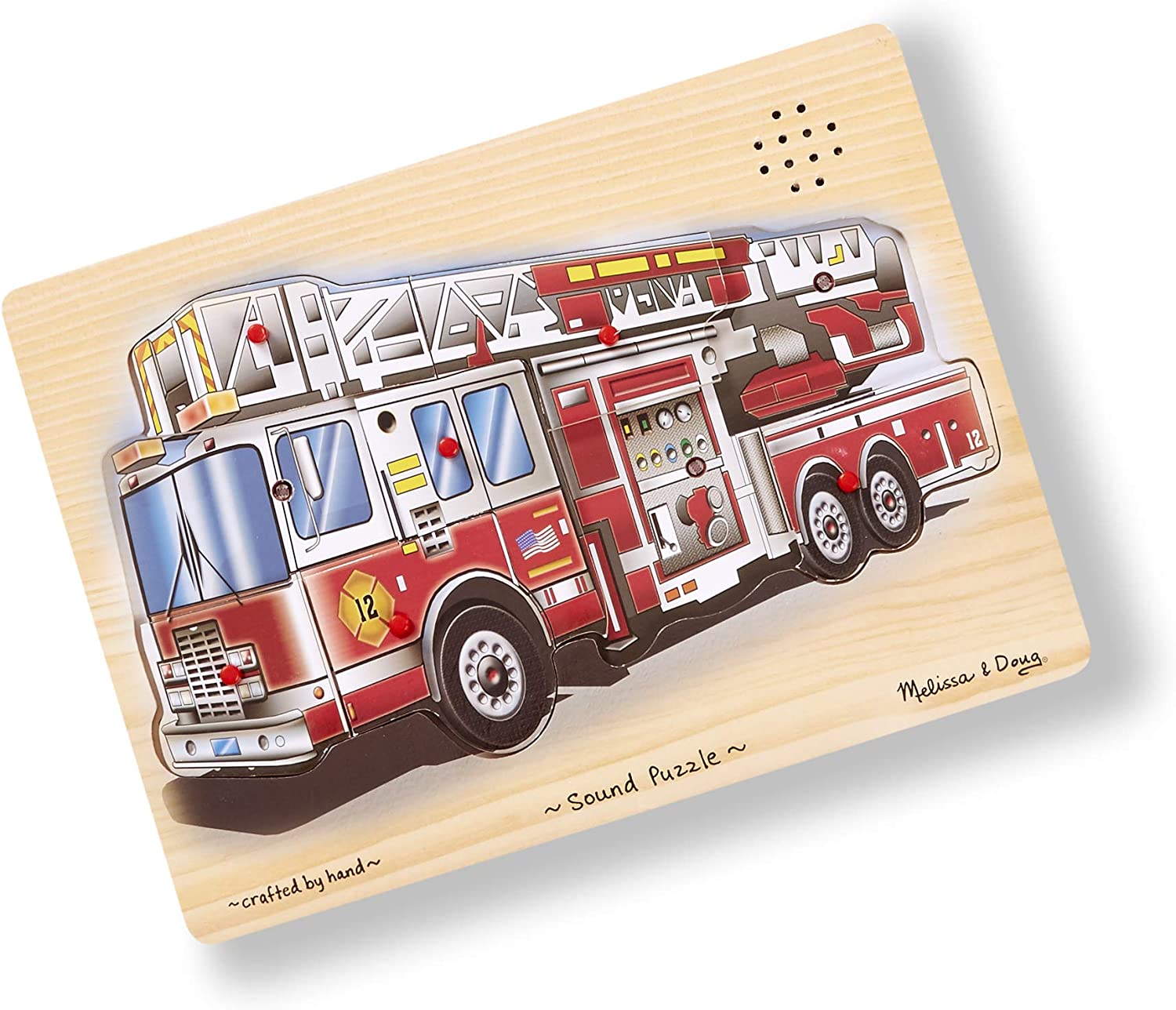 Melissa Doug Fire Engine Sound Puzzle Wooden Peg 9 Pieces Ages 3 It Olde Church Emporium