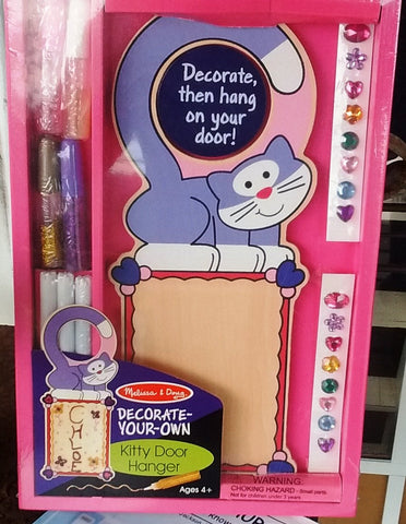 Melissa & Doug - Wooden Decorate Your Own Kitty Door Hanger Markers, Gems, Glitter Glue Ages 4+ - Olde Church Emporium