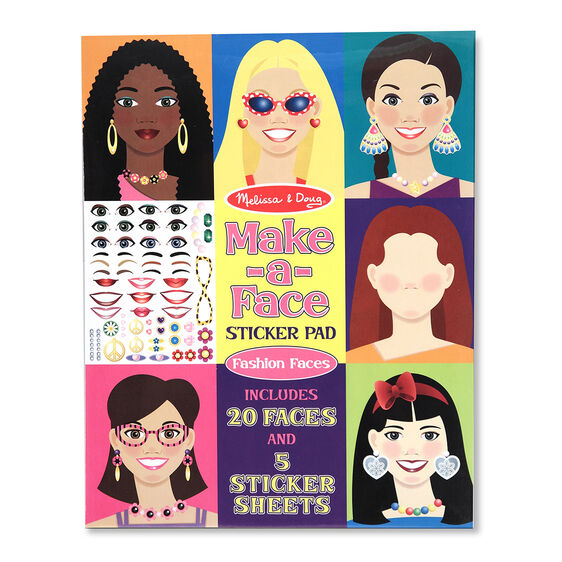 Melissa and Doug Make-A-Face Sticker Pad Fashion Faces Ages 4+ # 4195