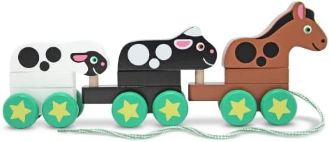 Melissa & Doug Pull-Along Wooden Farm Animals Ages 2+