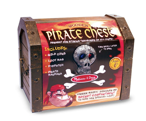 Melissa and Doug Wooden Pirate Chest Ages 6+ Pretend Play