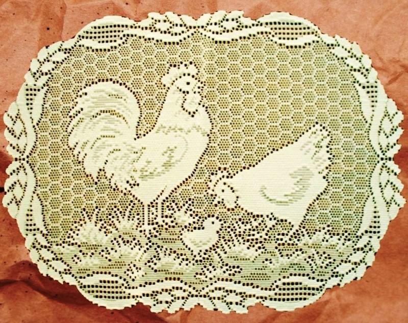 Heritage Lace Rooster Placemats and Doilies White and Ecru Made in USA - Olde Church Emporium