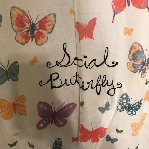 Hatley Social Butterfly Kids Cotton Tee Shirt White 2 Sizes Small 6-8, Medium 10-12 - Olde Church Emporium