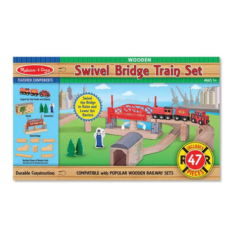 Melissa and Doug Wooden Swivel Bridge Train Set - Olde Church Emporium