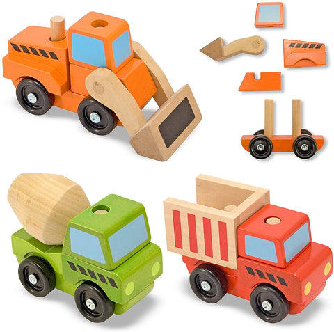 Melissa and Doug Wooden Stacking Construction Vehicles Ages 3+ years Item # 3076