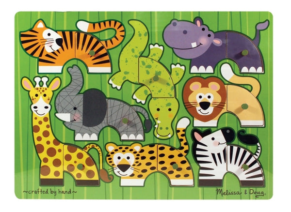 Melissa and Doug Wooden Safari Mix N Match Peg Puzzle Item # 3266 Ages 2+ Hand Crafted