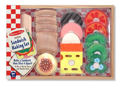 Melissa & Doug - Mix and Match Wooden Sandwich-Making Pretend Play Set [Home Decor]- Olde Church Emporium