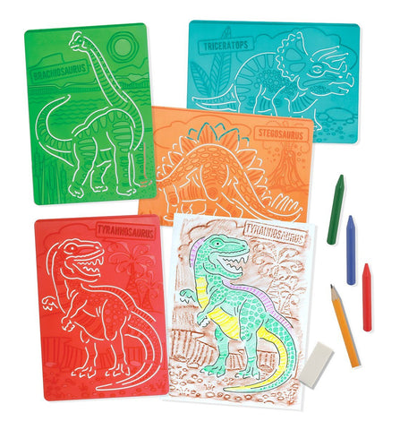 Melissa & Doug Textured Stencils - Dinosaurs, 4-Pack of Stencil-and-Rubbing Plates [Home Decor]- Olde Church Emporium