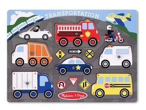 Melissa and Doug Wooden Transportation Peg Puzzle Ages 2+ 000772033862