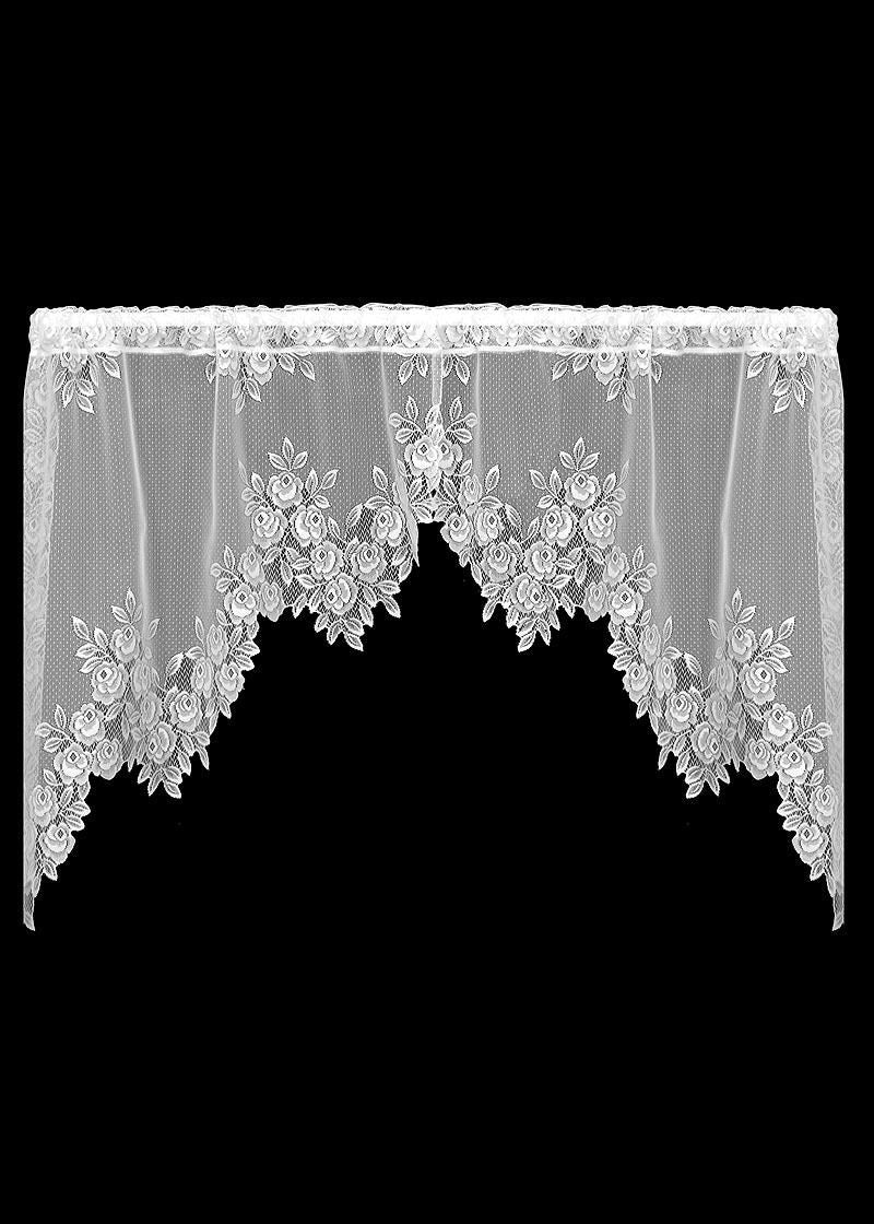 Heritage Lace - Tea Rose Collection - Curtains and Tabletop Accessories in White and Ecru