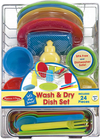 Melissa and Doug Let's Play House Wash and Dry Dish Set (24 pcs)