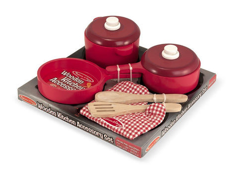 Melissa & Doug - Deluxe Wooden Pretend Play Kitchen Accessory Set - Pots & Pans (8 pcs) - Olde Church Emporium